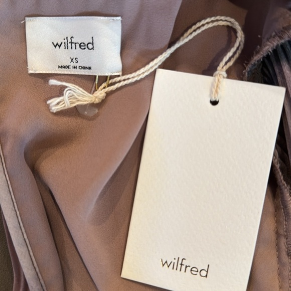 Aritzia Wilfred Elba Pleated Plum Geo Print Chiffon Mini Dress Size XS NWT - Picture 2 of 16